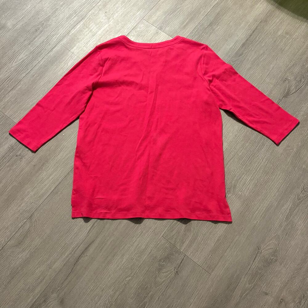 Orvis Classic Collection V-Neck 3/4 Sleeve Tee Magenta Medium | Pima - Picture 2 of 7